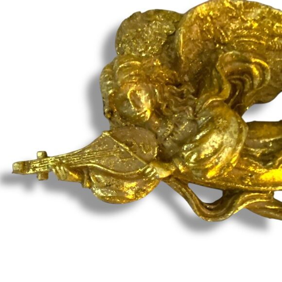 VTG French Pediment Art Nouveau Angels Cherubs Victorian Gold Leaf Relief Set 2 - Picture 4 of 5